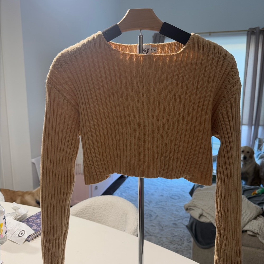 Ribbed Knit Cropped Sweater